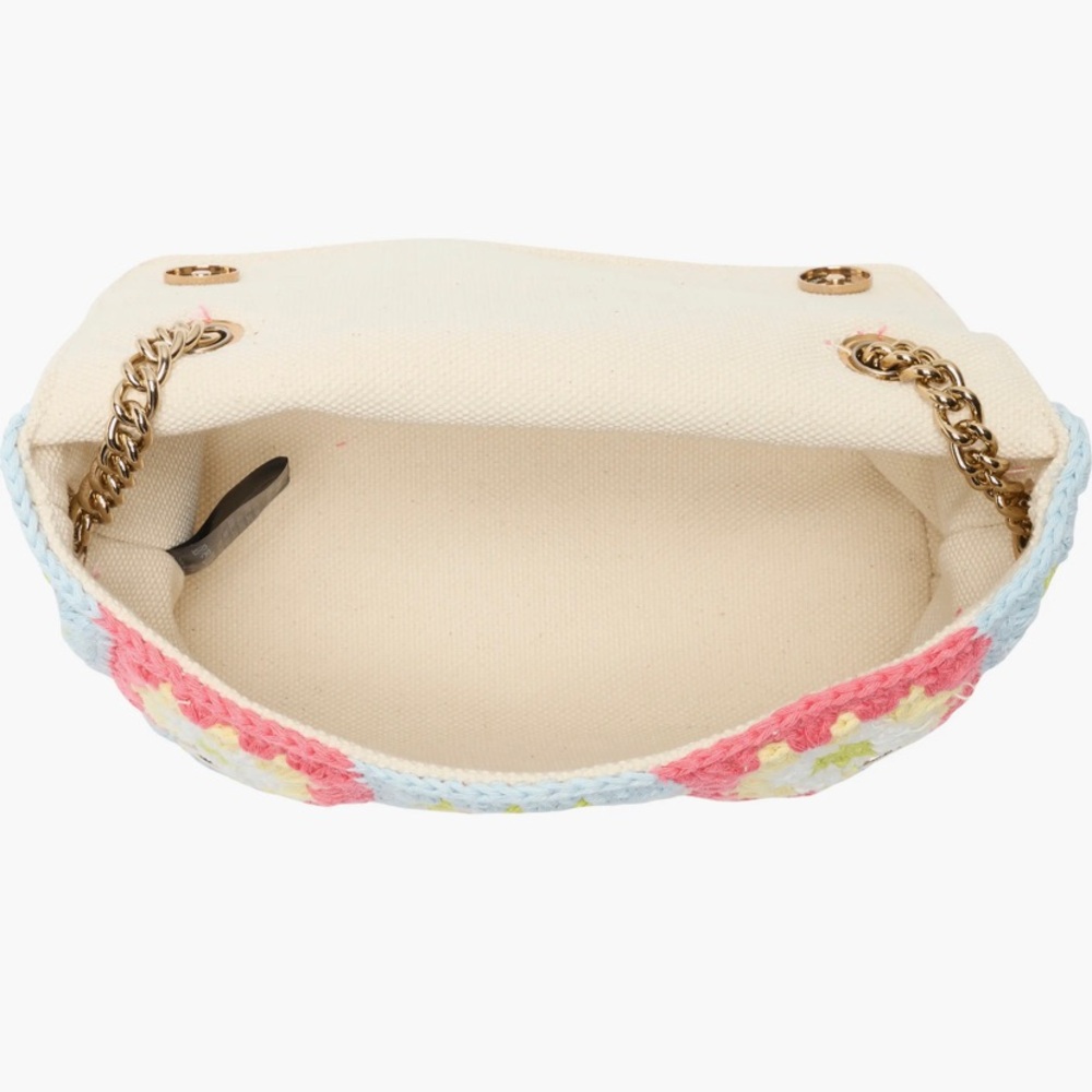 Kurt Geiger Pink Blue Yellow Crochet Floral Shoulder Bag - Picture 3 of 4